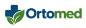 logo ortomed krzyż medyczny i liście
